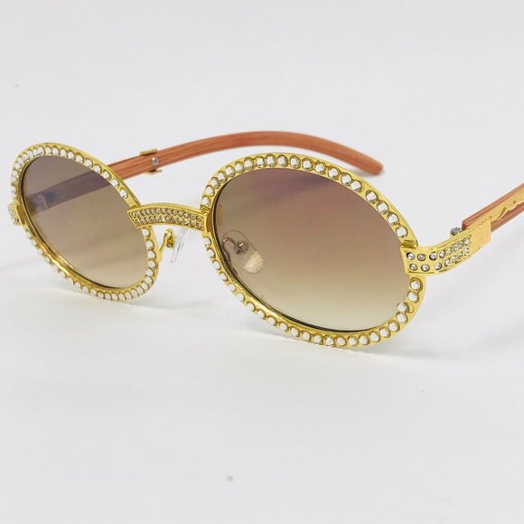 Men Sunglasses Brown Hip‎ Hop Lens Rectangular Rimless Diamond Gang Style Lentes - Picture 3 of 3